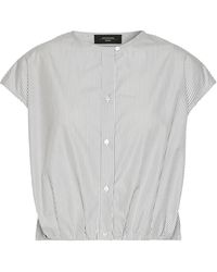 Weekend by Maxmara - Collarless Stripe Shirt - Lyst