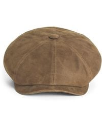 Stetson - Leather Hatteras Flat Cap - Lyst