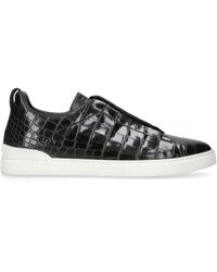 Zegna - Crocodile Leather Triple Stitch Sneakers - Lyst