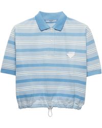 Prada - Cotton Piqué Stripe Polo Shirt - Lyst