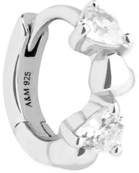 Astrid & Miyu - Rhodium-Plated Heart Cluster Single Hoop Earring - Lyst