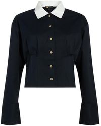 Maje - Stretch-Cotton Cropped Shirt - Lyst