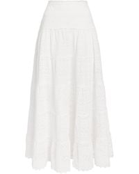 RIXO London - Cotton Embroidered Ripeka Midi Skirt - Lyst