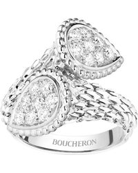 Boucheron - White Gold And Diamond Serpent Bohème Toi Et Moi Ring - Lyst