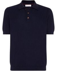 Brunello Cucinelli - Cotton Rib-Knit Polo Sweater - Lyst