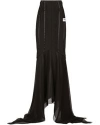 Dolce & Gabbana - Silk-blend Black Sicily Ruffle Maxi Skirt - Lyst