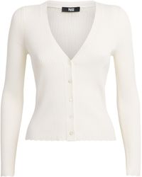 PAIGE - Knitted V-Neck Crimson Cardigan - Lyst