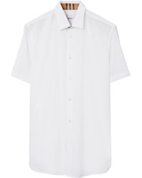 Burberry - Stretch-Cotton Ekd-Embroidered Slim Shirt - Lyst