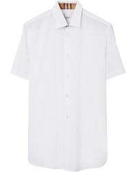 Burberry - Stretch-Cotton Ekd-Embroidered Slim Shirt - Lyst