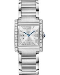 Cartier - Medium Stainless Steel And Diamond Tank Française Watch - Lyst