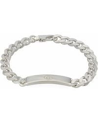 Gucci - Sterling Silver Diagonal Interlocking G Bracelet - Lyst