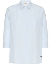 Weekend by Maxmara - Cotton Stripe Cropped-Sleeve Shirt - Lyst