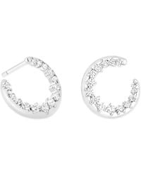 Astrid & Miyu - Rhodium-Plated And Crystal Orbit Hoop Earrings - Lyst