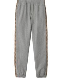 Burberry - Check Trim Cotton Jogging Pants - Lyst