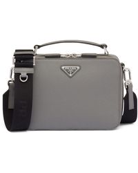 Prada - Medium Saffiano Leather Brique Top-handle Bag - Lyst