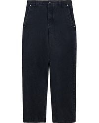 Loewe - Leather-Trim Straight Jeans - Lyst