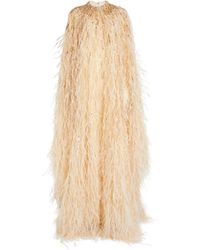 Pamella Roland - Embellished Ostrich Feather Kaftan Gown - Lyst