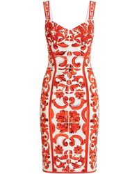 Dolce & Gabbana - Silk-Blend Majolica Print Mini Dress - Lyst