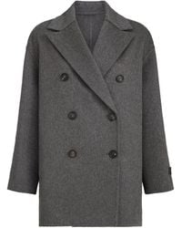 Brunello Cucinelli - Cashmere Beaver Pea Coat - Lyst