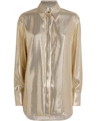JOSEPH - Silk-Blend Lamé Capri Blouse - Lyst