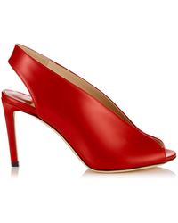 Jimmy Choo Shar 85 Leather Slingback Sandals - Red