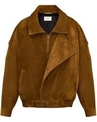 Saint Laurent - Suede Belted Bomber Jacket - Lyst