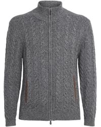 N.Peal Cashmere - Cashmere Cable-Knit Zip-Up Cardigan - Lyst