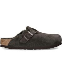 Birkenstock - Suede-Shearling Boston Clogs - Lyst