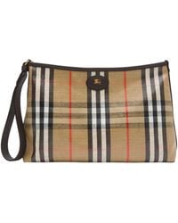 Burberry - Leather-Trim Check Highlands Pouch - Lyst