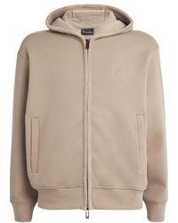 Emporio Armani - Velour-Trim Zip-Up Hoodie - Lyst