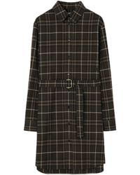 Burberry - Cotton Check Midi Shirt Dress - Lyst