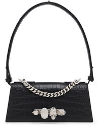 McQueen - Leather Skull Four-Ring Top-Handle Bag - Lyst