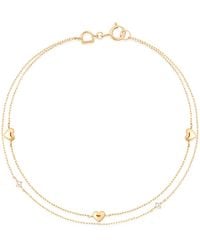 Astrid & Miyu - And Topaz Heart Charm Double Chain Bracelet - Lyst
