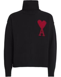 Ami Paris - Virgin Wool Logo Rollneck Sweater - Lyst