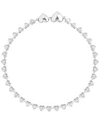 Astrid & Miyu - Rhodium-Plated Heart Tennis Bracelet - Lyst