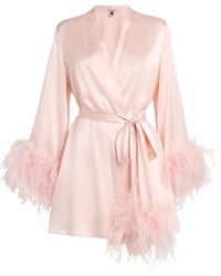 Gilda & Pearl - Silk-Ostrich Feather Short Robe - Lyst