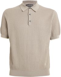 Emporio Armani - Patterned-Knit Polo Sweater - Lyst