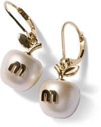 Miu Miu - Faux Pearl Apple Drop Earrings - Lyst