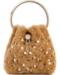 Jimmy Choo - Shearling Faux-Pearl Bon Bon Top-Handle Bag - Lyst