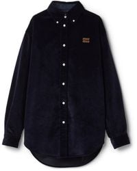 Miu Miu - Corduroy Suede-Trim Shirt - Lyst