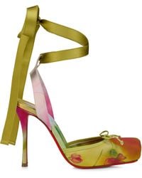 Christian Louboutin - Cassia Lace-Up Botanica Satin Pumps 100 - Lyst