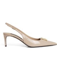 Dolce & Gabbana - Patent Leather Logo Slingback Pumps 60 - Lyst