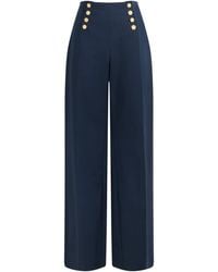 Carolina Herrera - Stretch-Cotton Alba Wide-Leg Trousers - Lyst