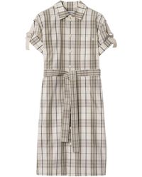 Burberry - Cotton Check Mini Shirt Dress - Lyst