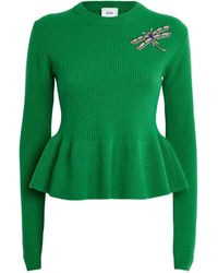 Erdem - Wool Embellished Peplum Sweater - Lyst