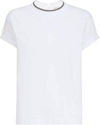 Brunello Cucinelli - Embellished Stretch-Cotton T-Shirt - Lyst