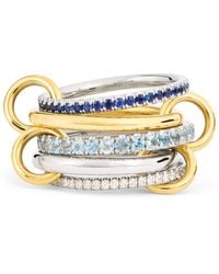 Spinelli Kilcollin - Mixed, Diamond, Sapphire And Aquamarine Pave Ring - Lyst