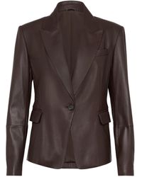 Brunello Cucinelli - Leather Single-breasted Blazer - Lyst