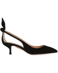 Aquazzura - Suede Bow Tie Pumps 50 - Lyst