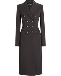 Dolce & Gabbana - Virgin Wool Logo-Button Overcoat - Lyst